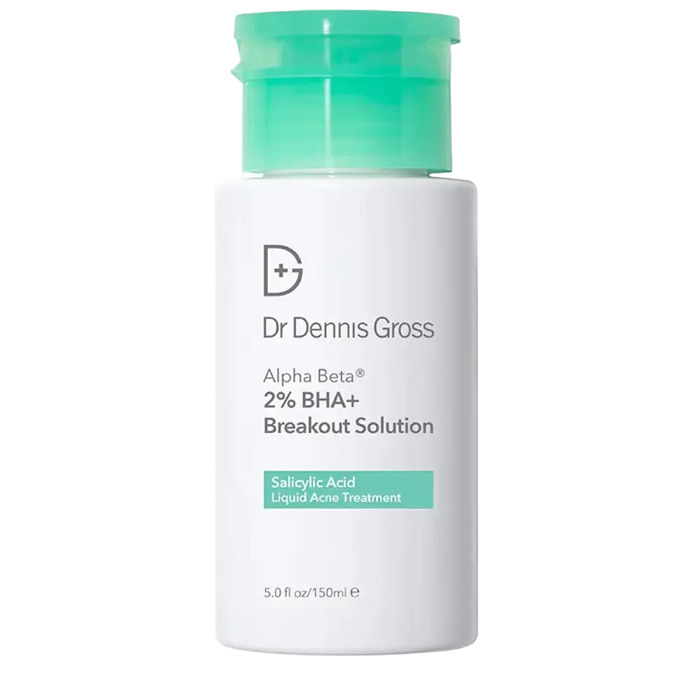 Dr. Dennis Gross Alpha Beta 2% BHA Breakout Solution for acne treatment with salicylic acid and azelaic acid
