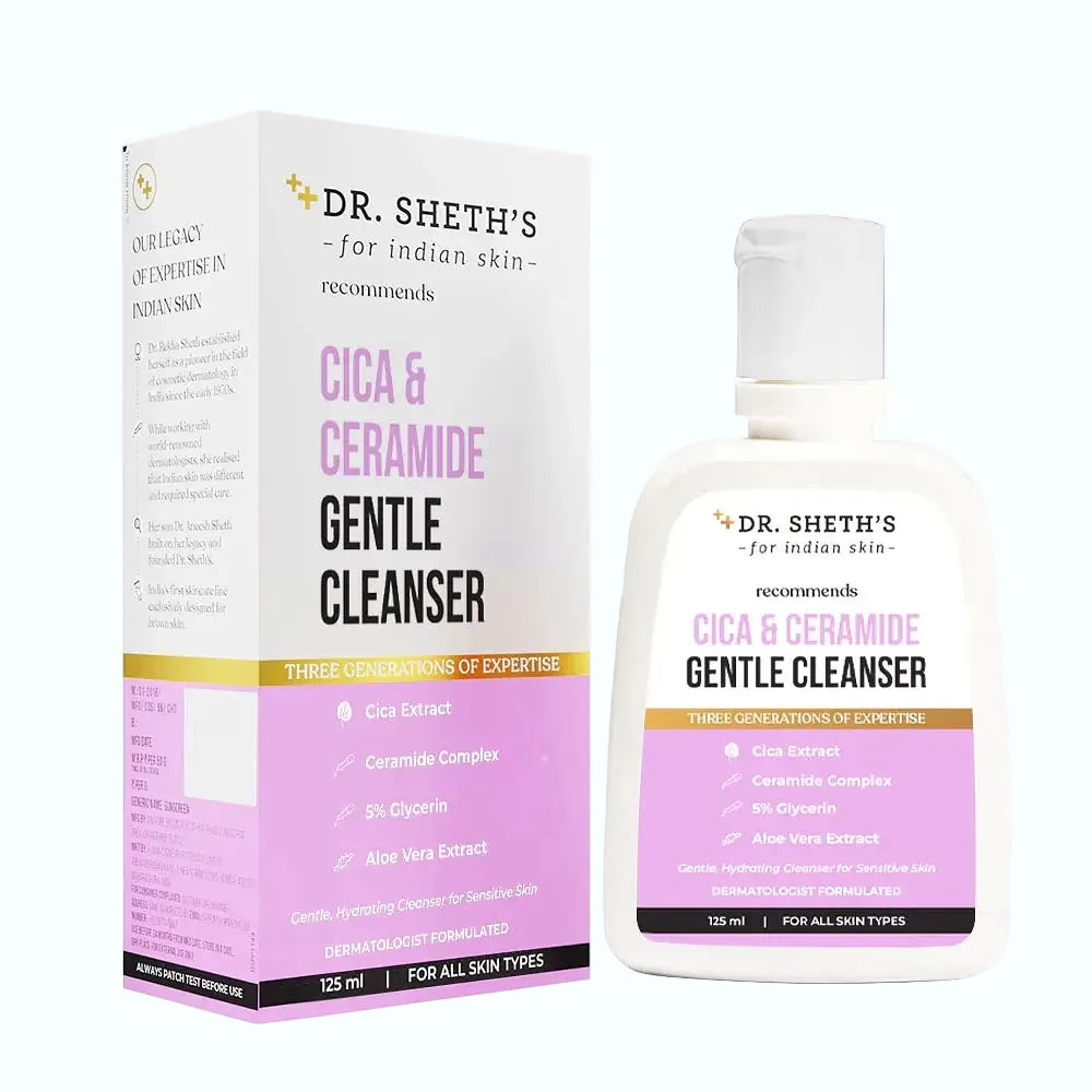 Dr. Sheth's Cica & Ceramide Gentle Cleanser for sensitive and dry skin hydration