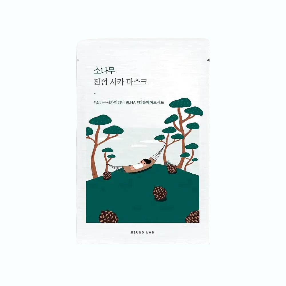Round Lab Pine Calming Cica Sheet Mask with centella asiatica for soothing and cooling sensitive skin