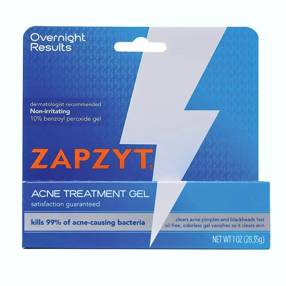 Zapzyt Acne Treatment Gel with 10% benzoyl peroxide for acne-prone skin and blemish control