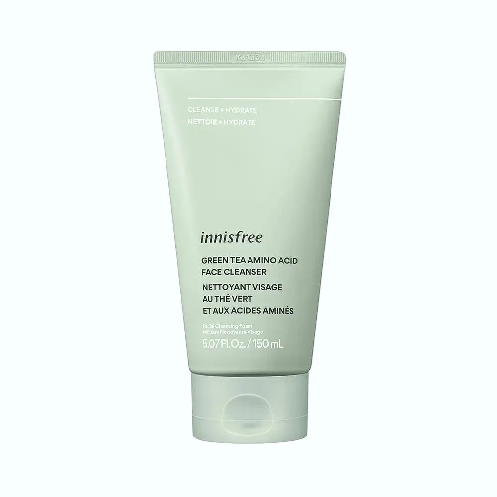 Innisfree Green Tea Amino Acid Face Cleanser for gentle hydration and cleansing without stripping skin
