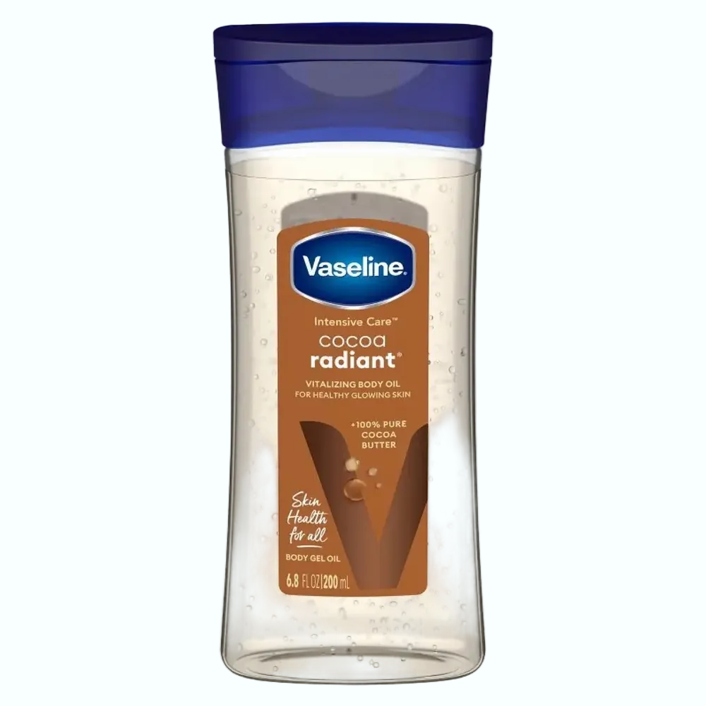 Vaseline Intensive Care Cocoa Radiant Body Oil with pure cocoa butter for glowing and moisturized skin