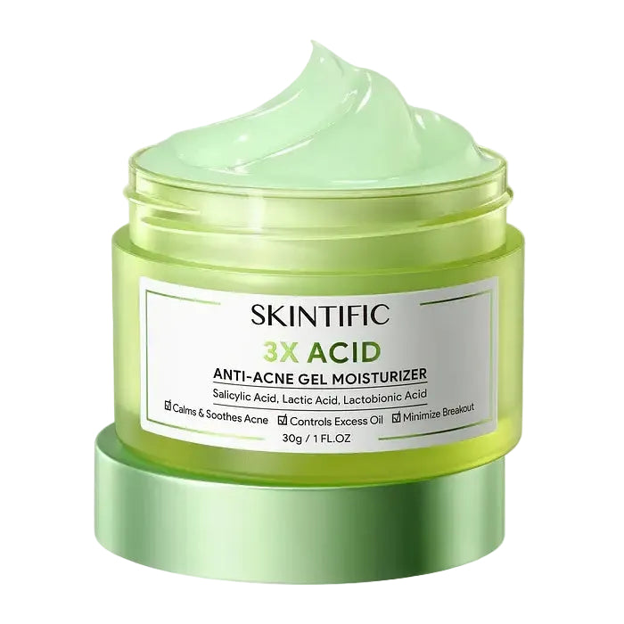Skintific 3x Acid Anti-Acne Gel Moisturizer with salicylic acid for acne-prone oily skin