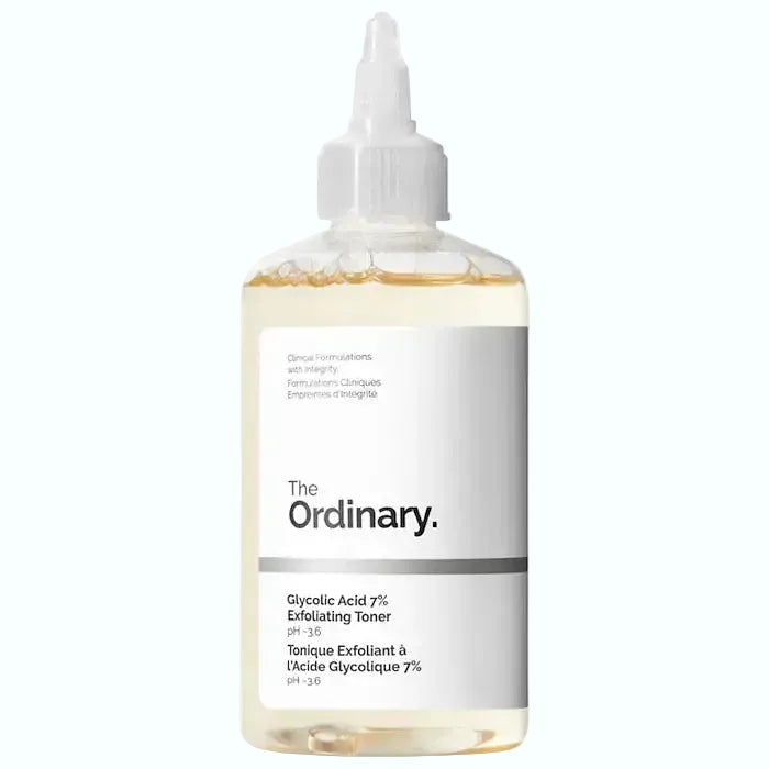 Te Ordinary Glycolic Acid 7% Exfoliating Toner with glycolic acid and urea for brightening and smoothing skin