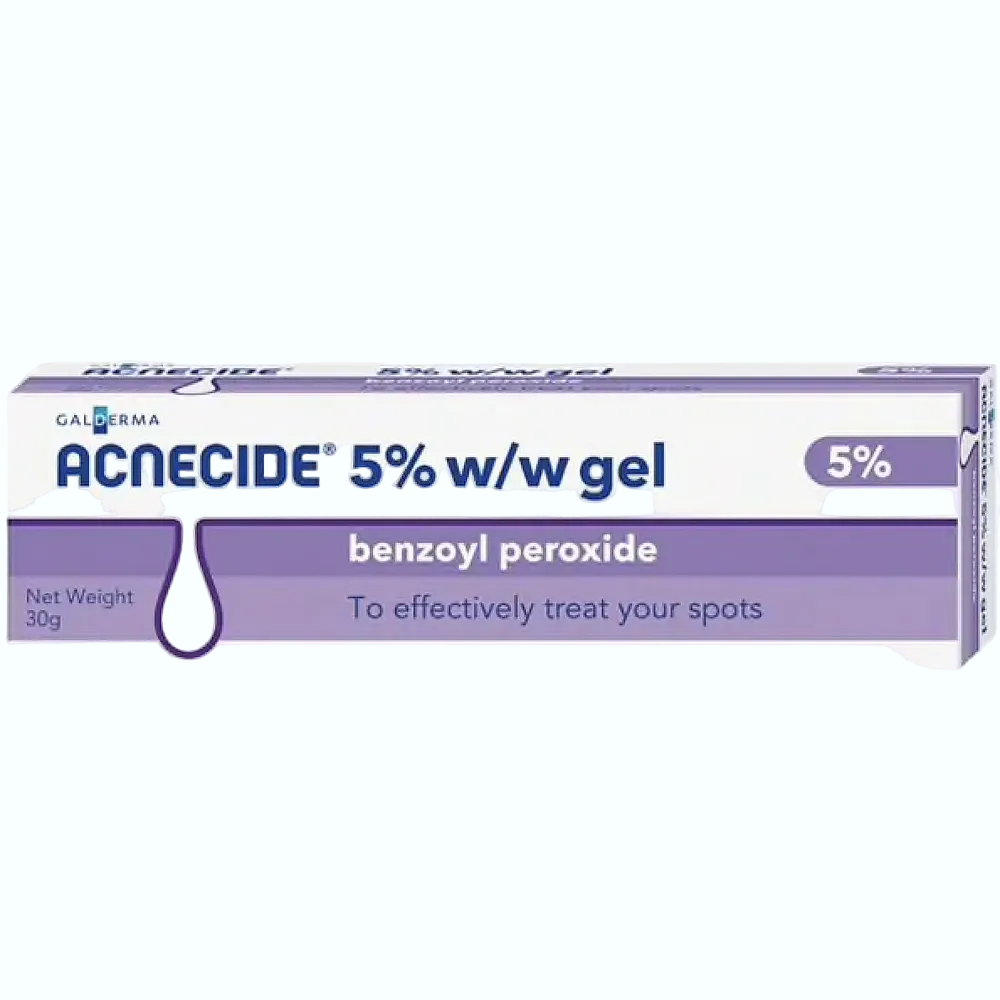 Acnecide Face Gel with 5% benzoyl peroxide for acne treatment and spot control