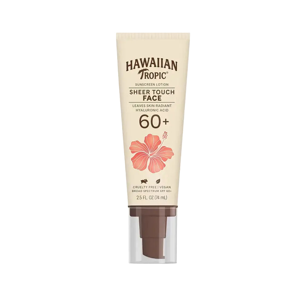 Hawaiian Tropic Sheer Touch Face Sunscreen Lotion SPF 60+ for UV protection and lightweight hydration
