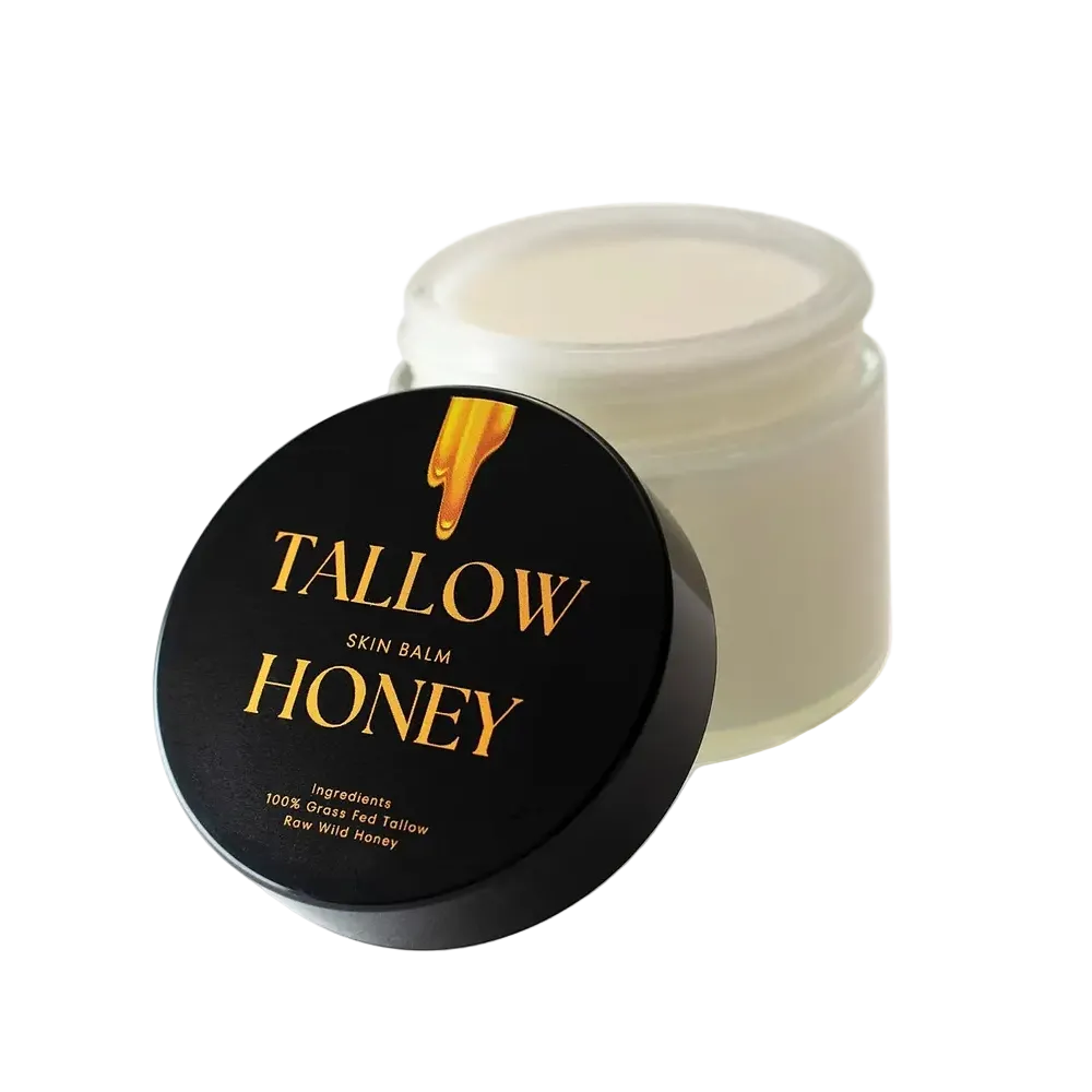 Tallow Honey Skin Balm with grass-fed beef tallow and raw honey for dry sensitive skin