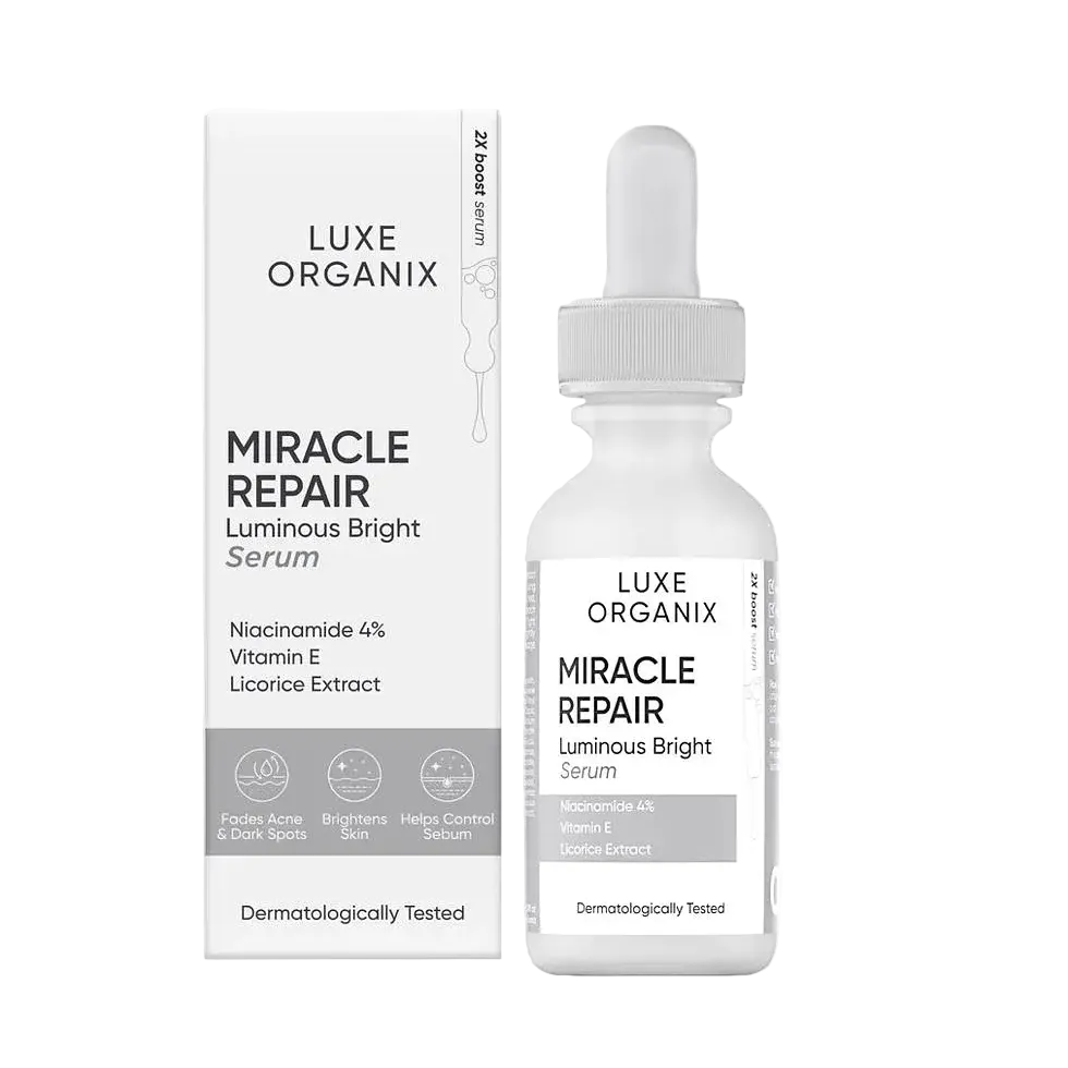 Luxe Organix Miracle Repair Luminous Bright Serum with niacinamide for dark spots and brightening