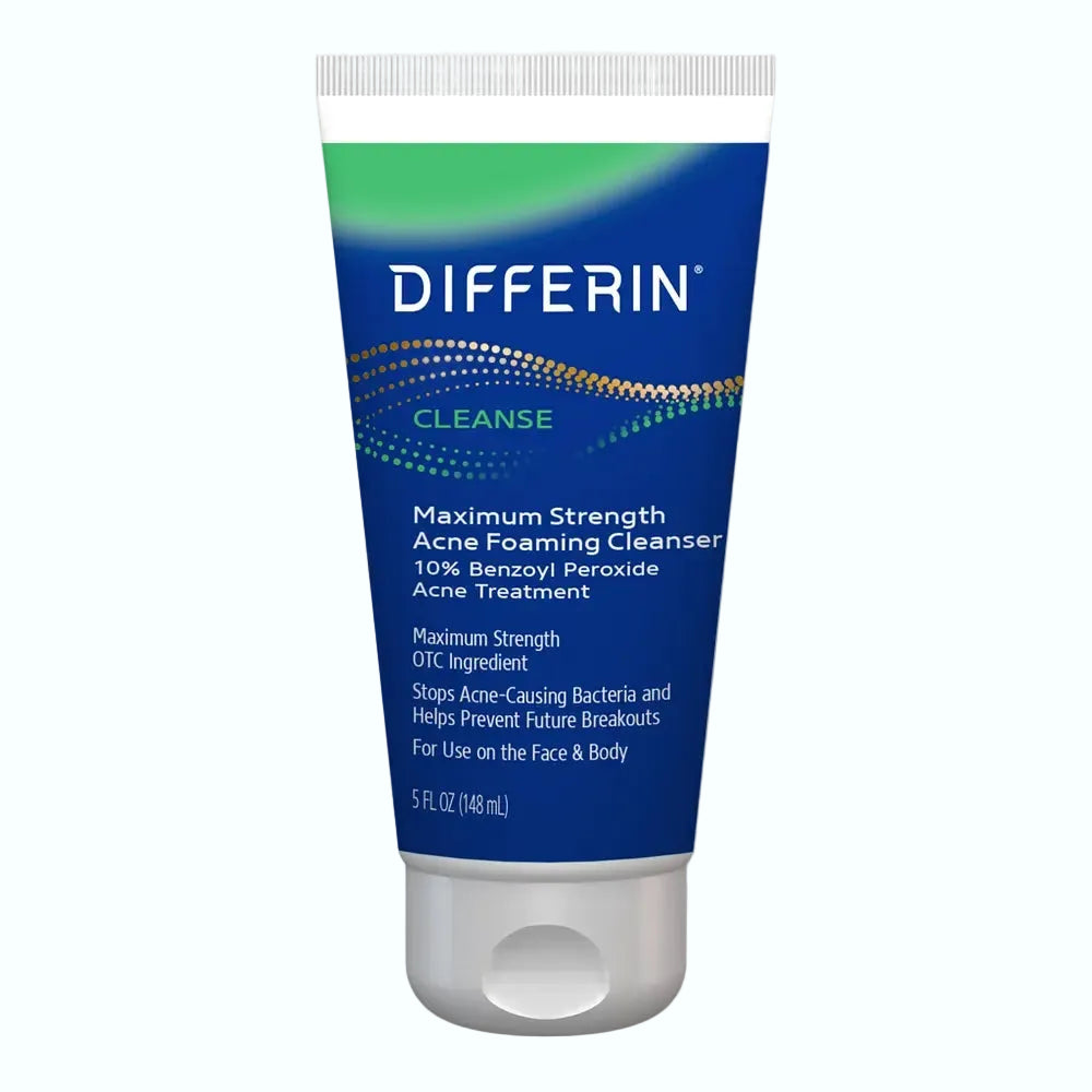 Differin Maximum Strength Acne Foaming Cleanser with 10% benzoyl peroxide for acne treatment