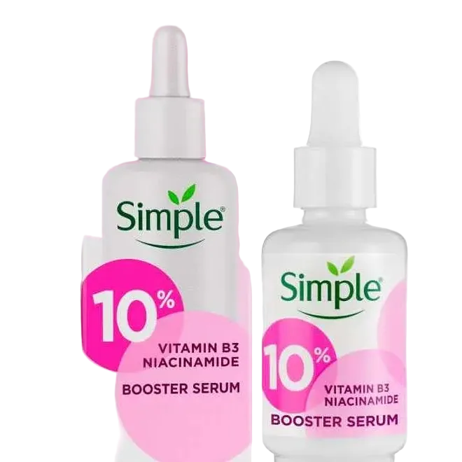 Simple Skincare Booster Serum 10% Niacinamide Vitamin B3 for sensitive skin barrier strength and brightening