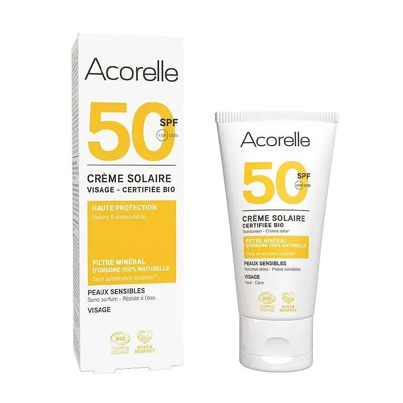 Acorelle Crème Solaire Visage SPF 50 Certifiée Bio