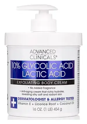ADVANCED CLINICALS 10% Glycolic Acid + Lactic Acid Exfoliating Body Cream