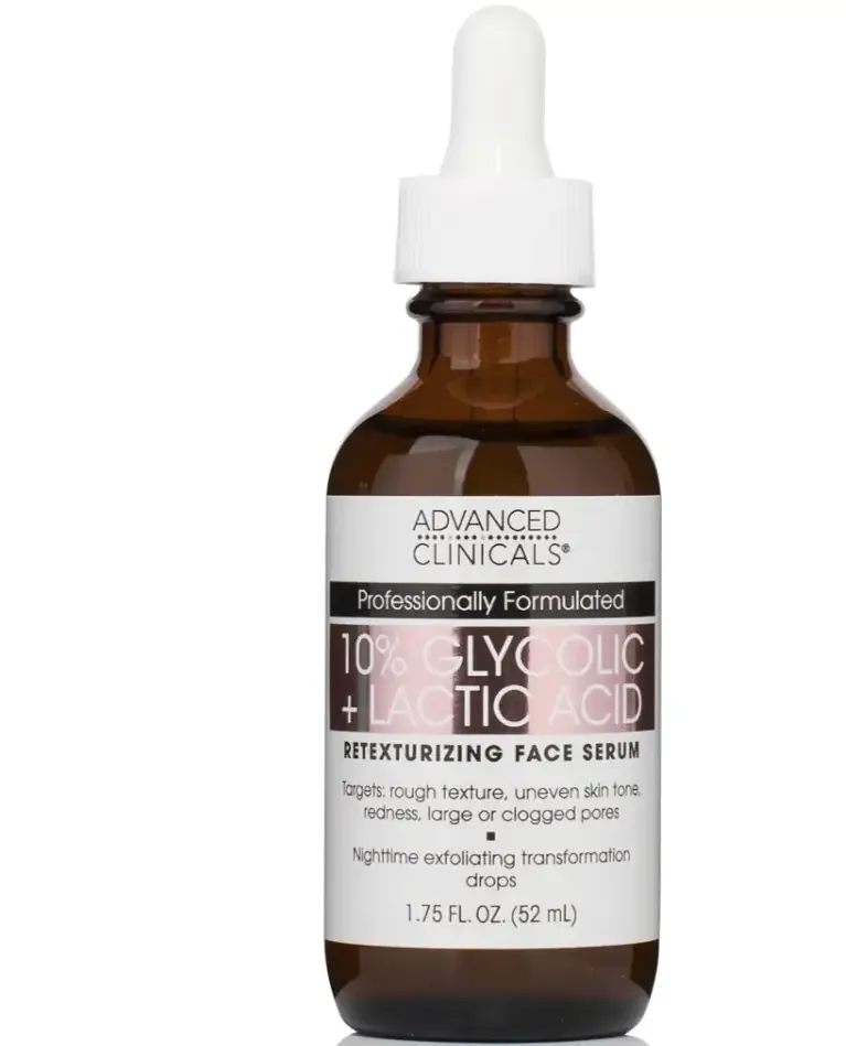 ADVANCED CLINICALS 10% Glycolic + Lactic Acid Retexturizing Face Serum