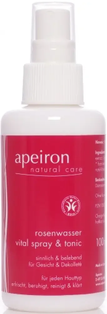 Apeiron Rose Water Vital Spray & Tonic - for Face, Neck & Décolleté