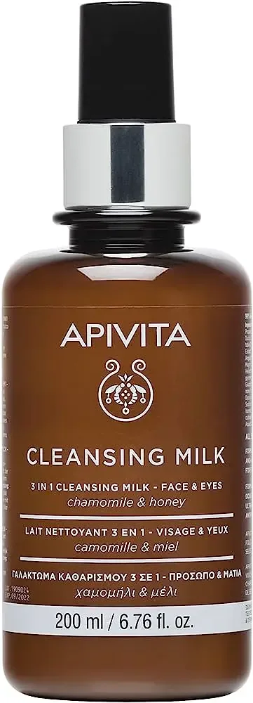 Apivita Natural Cosmetics 3 In 1 Cleansing Milk Face & Eyes Chamomile And Honey
