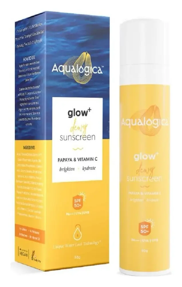 Aqualogica Glow+ Dewy Sunscreen with Papaya & Vitamin C SPF 50 PA+++