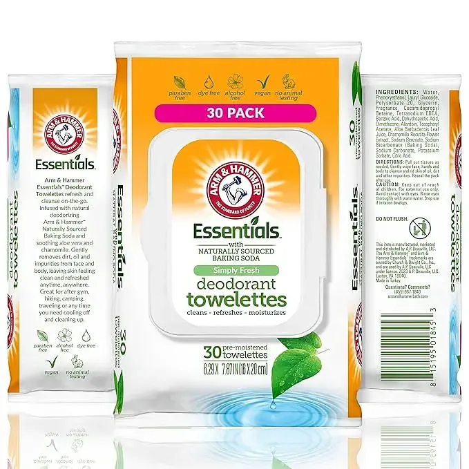 Arm & Hammer Essentials Deodorant Towelettes