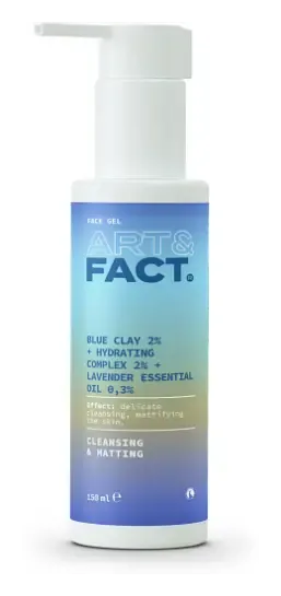 Art & Fact Blue Clay 2% + Hydrating Complex 2% + Lavender Essential Oil 0,3% Mattifying Wash Gel