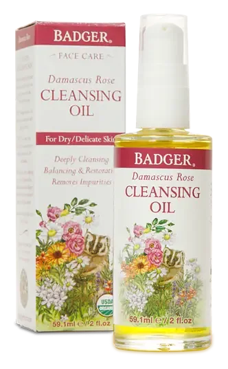 Badger Damascus Rose Face Cleansing Oil For Dry & Delicate Skin