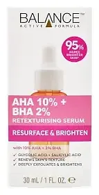 Balance Active Formula Resurface & Brighten AHA 10% + BHA 2% Retexturising Serum