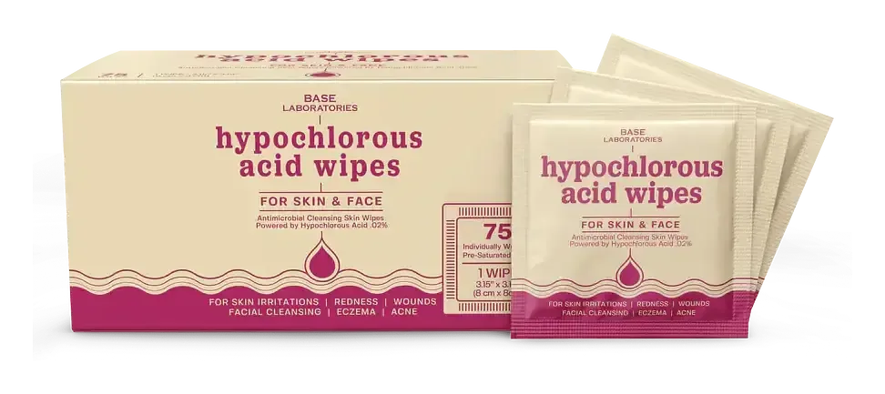Base Laboratories Hypochlorous Acid Wipes For Skin & Face