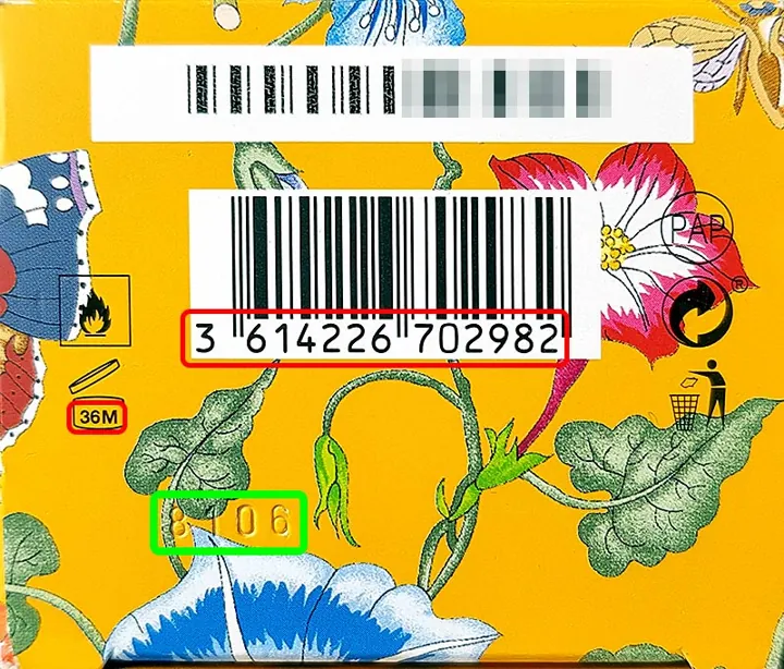 Where the batch code is on a Gucci package
