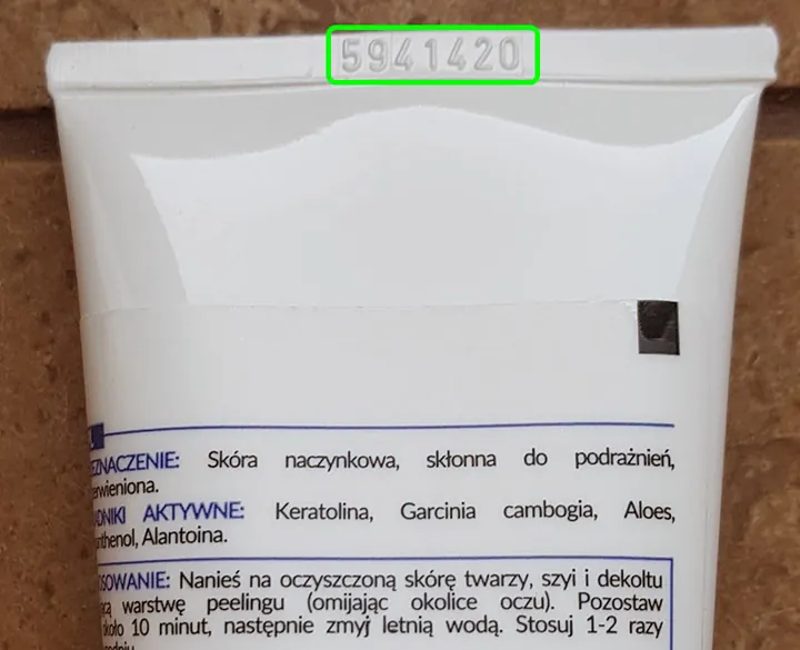 Where the batch code is on a Bielenda package