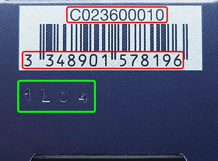 Where the batch code is on a Christian Dior package