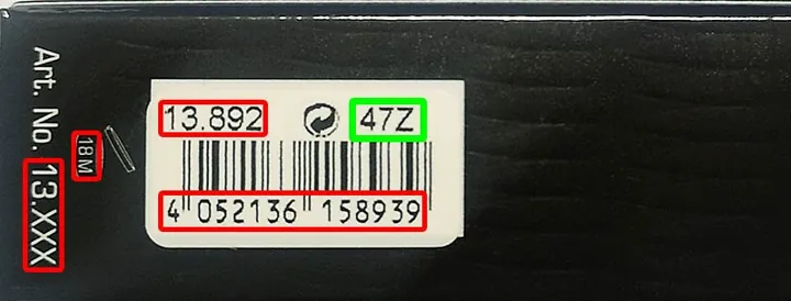 Where the batch code is on a Artdeco package