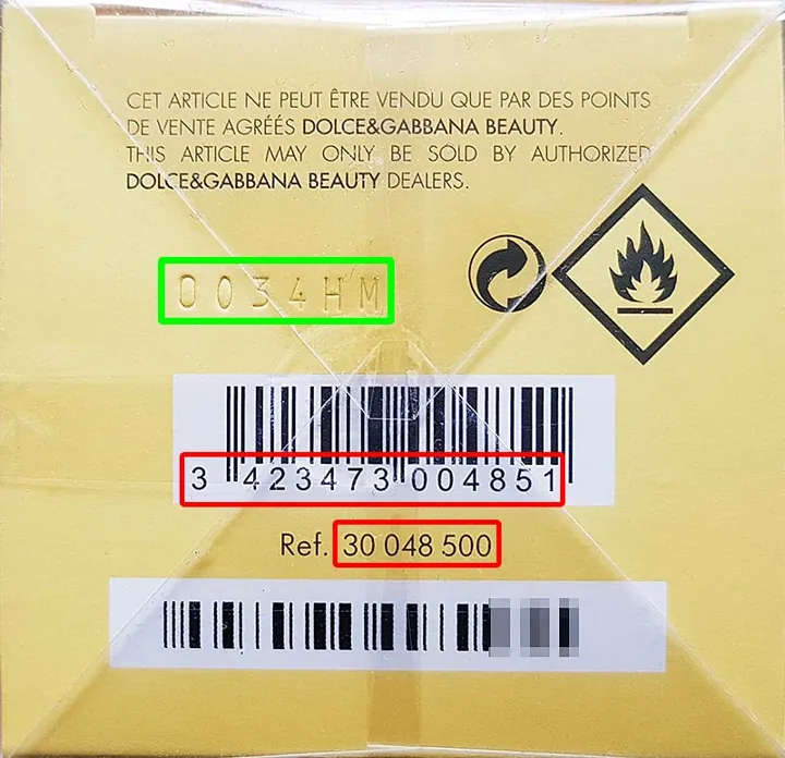 Where the batch code is on a Anessa package