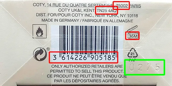 Where the batch code is on a Gucci package