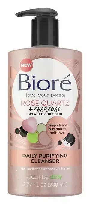 Biore Rose Quartz + Charcoal Daily Purifying Cleanser