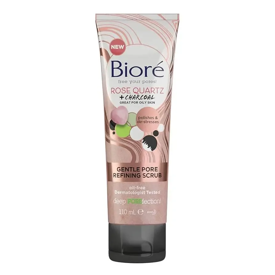 Biore Rose Quartz + Charcoal Gentle Pore Refining Face Scrub