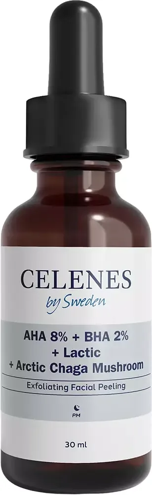 Celenes By Sweden AHA 8% + BHA 2% + Lactic + Arctic Chaga Mushroom Exfoliating Facial Peeling