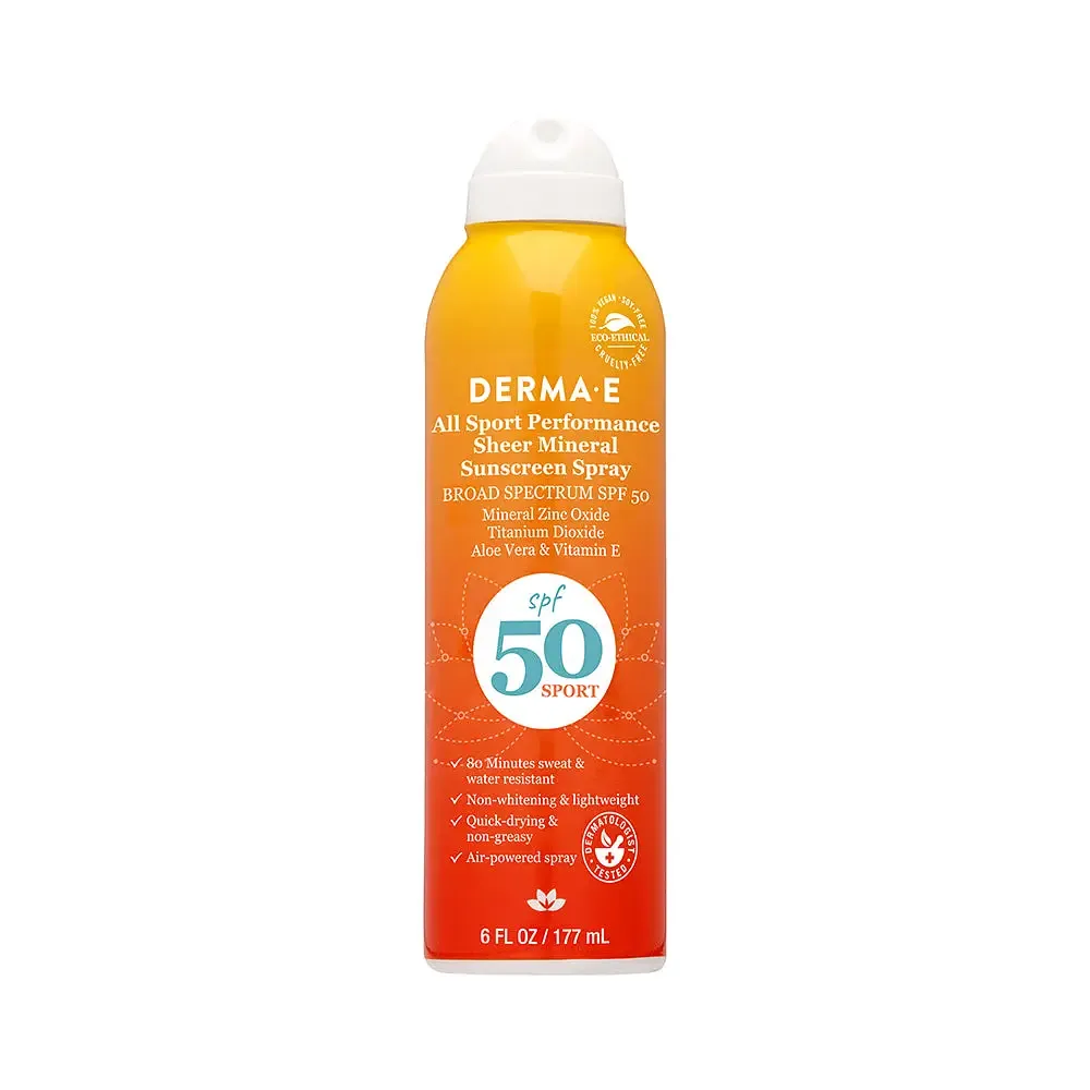 derma e All Sport Performance Sheer Mineral Sunscreen Spray SPF 50