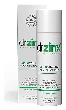 Dr Zinx Organic Vitamin C Mineral Sunscreen SPF 50 Zinc + Thuja (Hinokitiol)