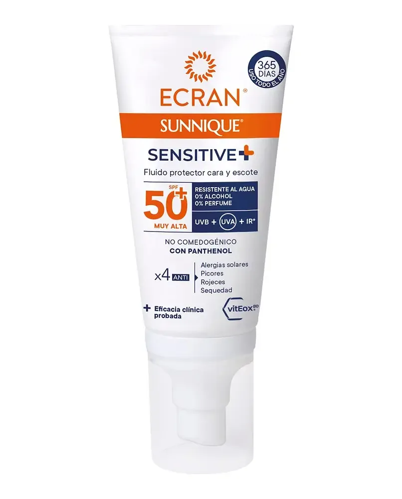 Ecran Sunnique Sensitive+ Fluido Protector Cara Y Escote SPF 50+