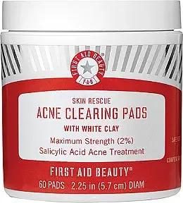 First Aid Beauty Skin Rescue Acne Clearing Pads with White Clay