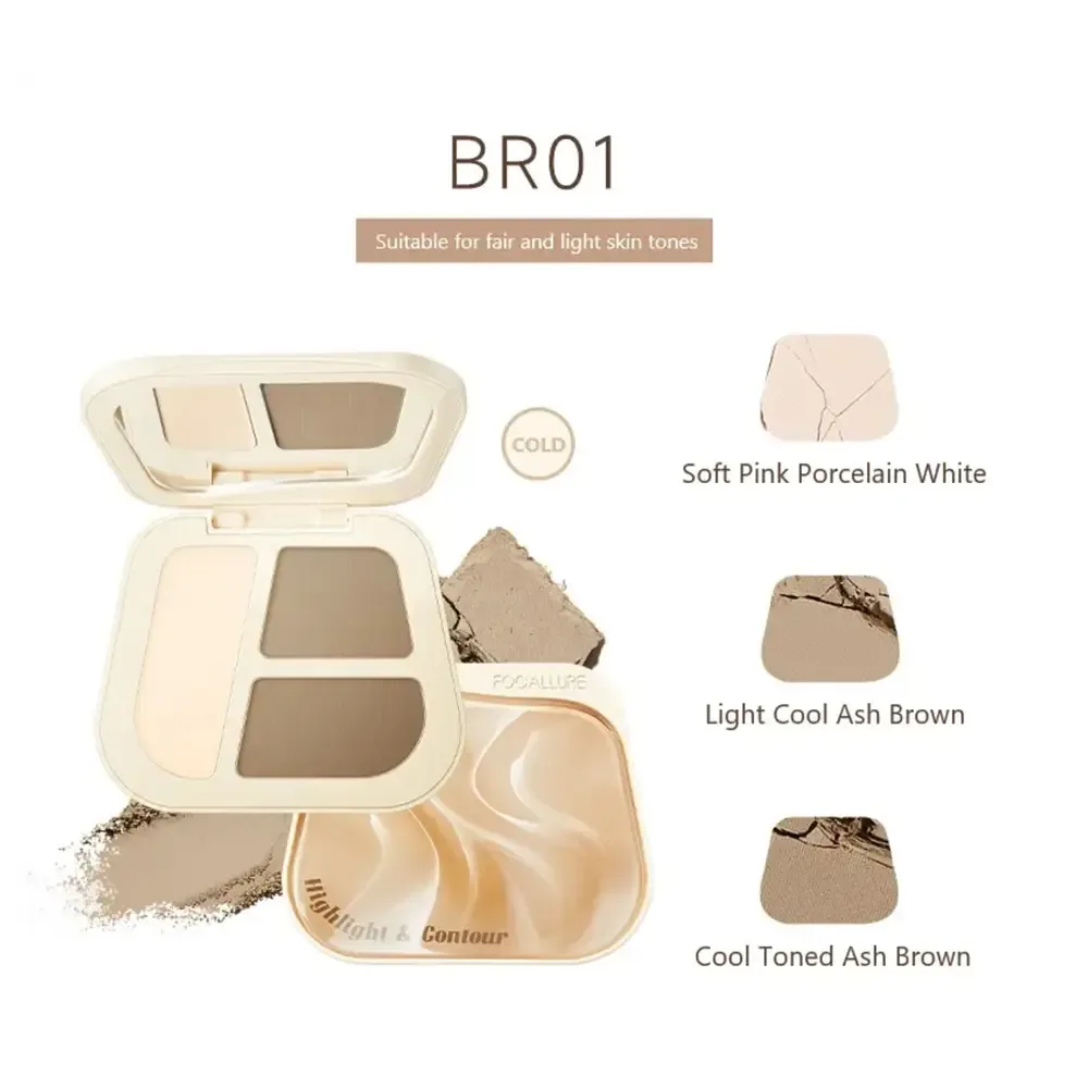 Focallure Three Color Highlight And Contour Palette