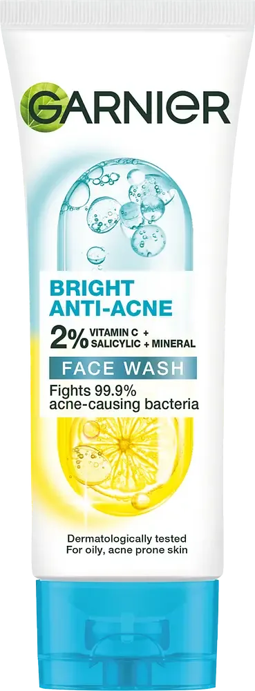 Garnier Bright Anti-Acne 2% Vitamin C + Salicylic + Mineral Face Wash