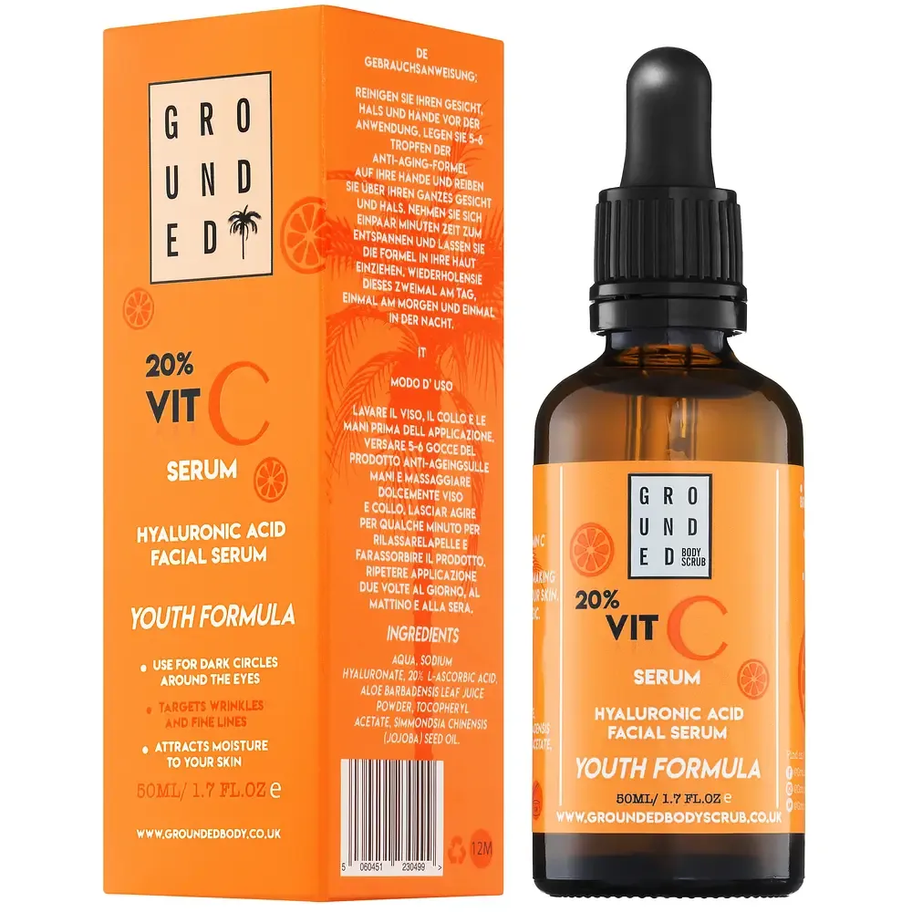 Grounded 20% Vit C Hyaluronic Acid Facial Serum