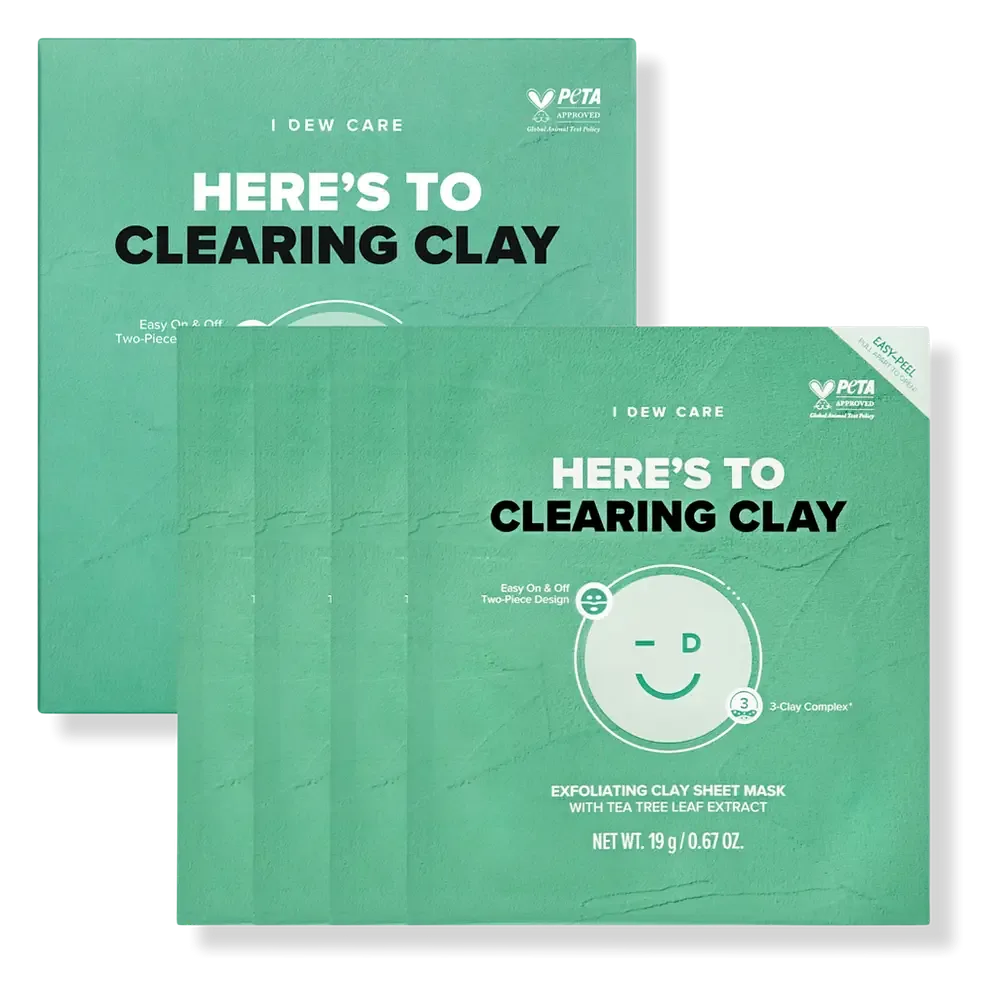 I Dew Care Here's To Clearing Clay Exfoliating Sheet Mask
