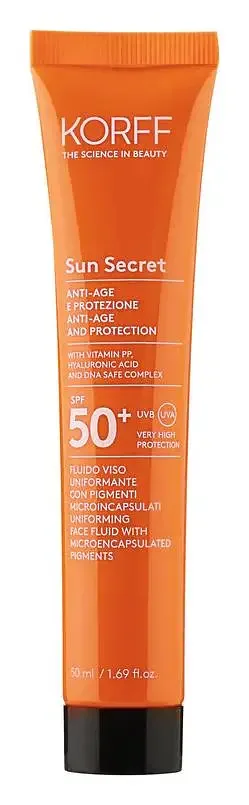 Korff Sun Secret Uniforming Face Fluid With Microencapsulated Pigments SPF 50+