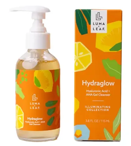 Luma and Leaf Hydraglow Hyaluronic Acid + AHA Gel Cleanser