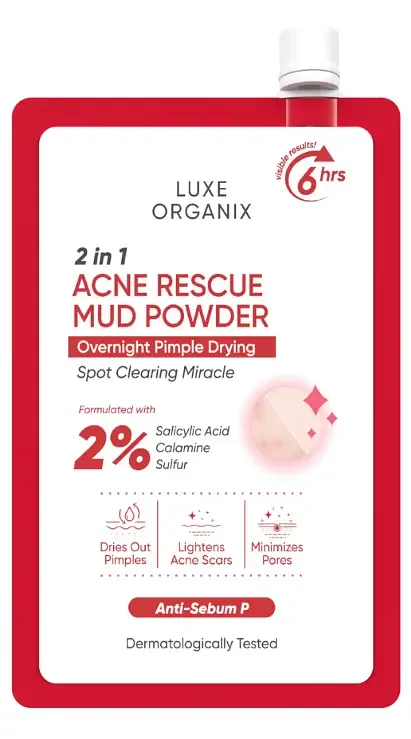 Luxe Organix 2-In-1 Acne Rescue Mud Powder Overnight Pimple Drying