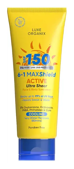 Luxe Organix 6 In 1 Maxshield Active Ultra Sheer Face And Body Sunscreen SPF 150