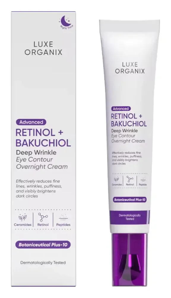 Luxe Organix Advanced Retinol + Bakuchiol Deep Wrinkle Eye Contour Overnight Cream