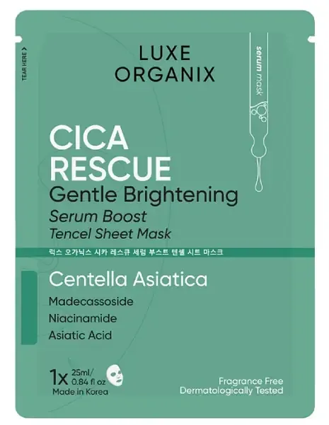 Luxe Organix Cica Rescue Gentle Brightening Serum Boost Tencel Sheet Boost