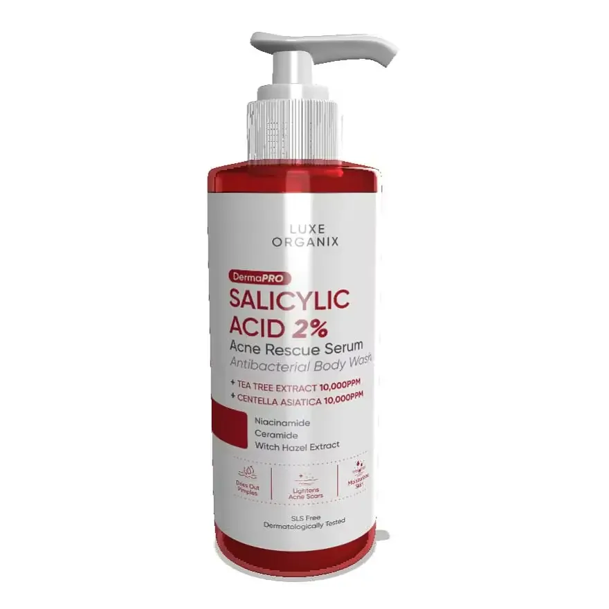 Luxe Organix Dermapro Salicylic Acid 2% Acne Rescue Serum Antibacterial Body Wash