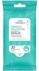 Luxe Organix Miracle Solutions Acne Derm Micellar Makeup Remover Wipes